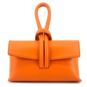 Orange Persimmon Leather Clutch Bag